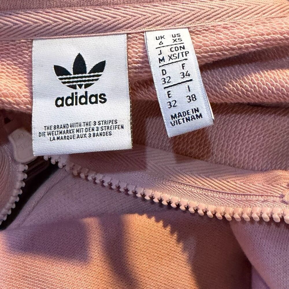 ADIDAS ORIGINALS Women’s Vocal Crop Half-Zip Sweatshirt Pink XS Trefoil Pullover - Picture 4 of 6